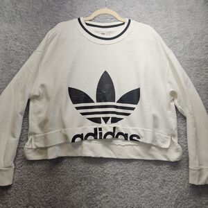 adidas Womens White Sweatshirt XL Classic Sporty Athleisure Boxy Casual